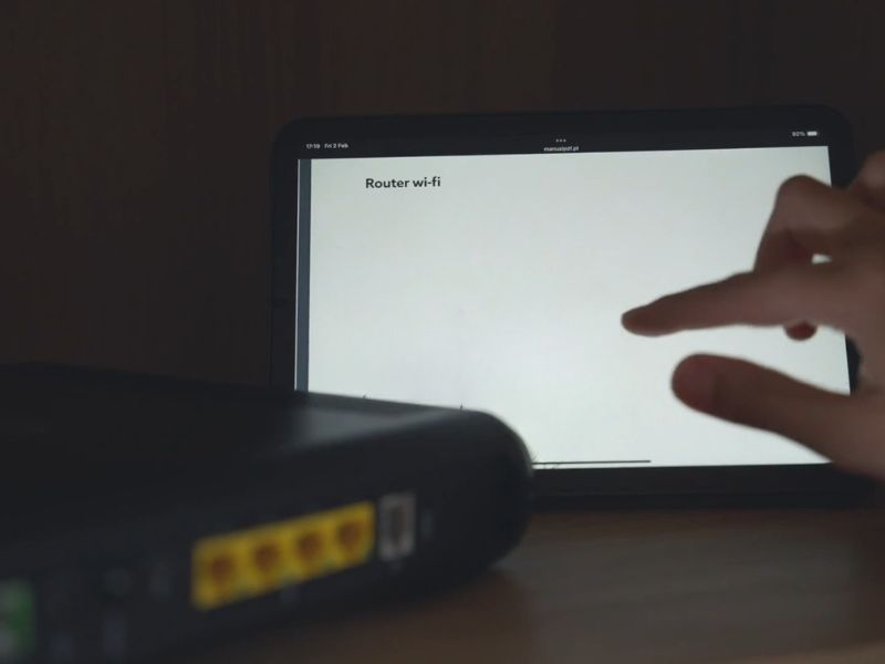 Osoba podešava lozinku na wi fi-u preko tableta